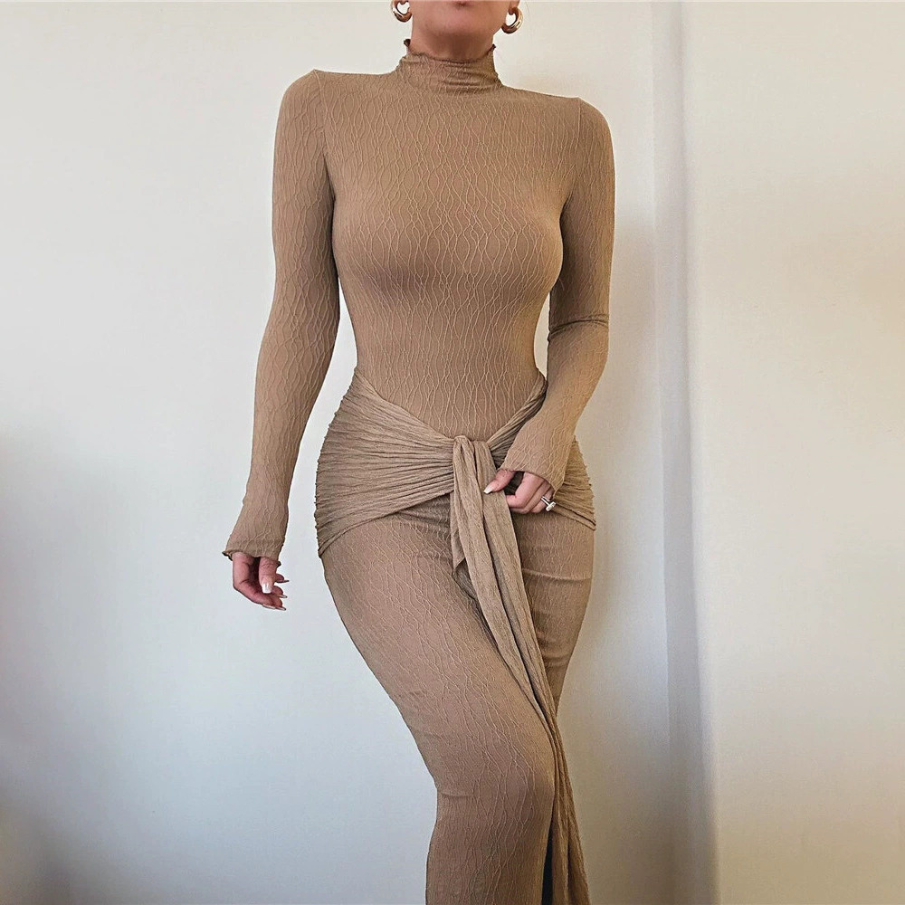 ZARA French Lace Maxi Dress Sexy Slim Tie Waist